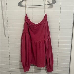True Craft Off-the-Shoulder Sweater in Berry Pink
